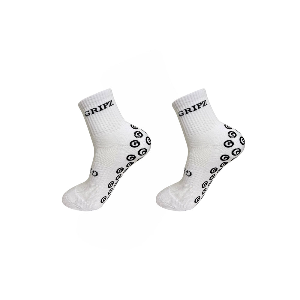 White Quarter Grip Socks