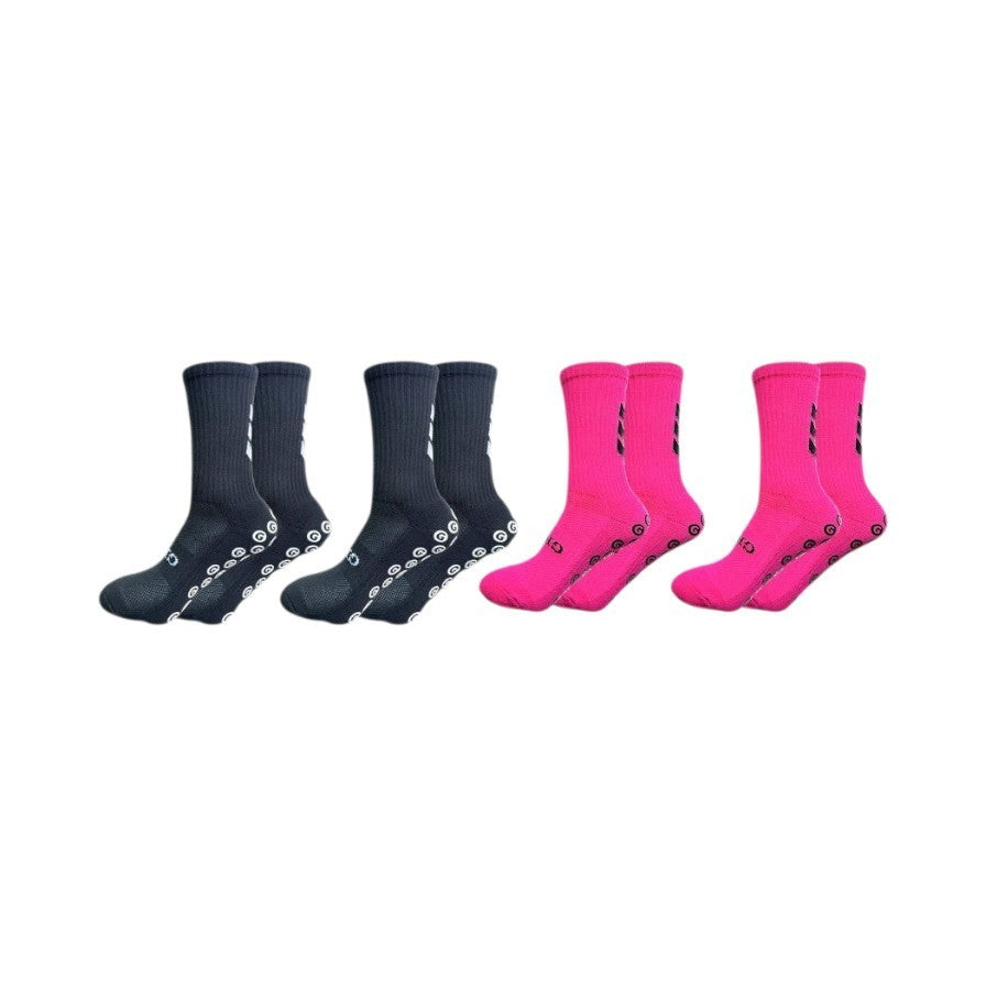 GRIPZ SOCKSHere are the different crops of this image to help you see better, use these only as hints: GRIPZ Power Pack socks in black and hot pink with grip technology on the sole.